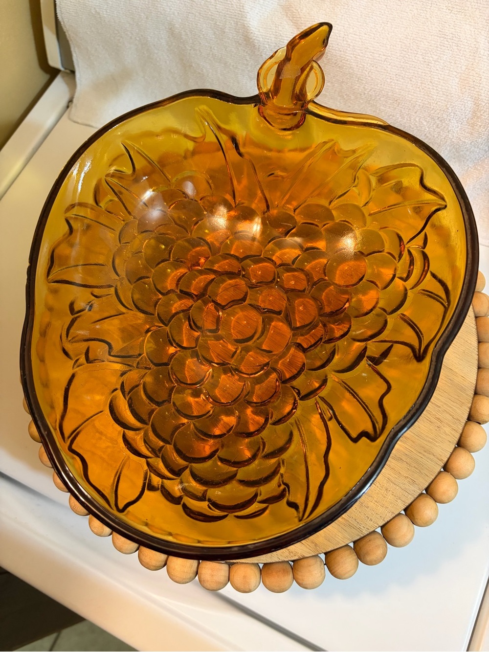 Indiana Glass Amber Grape Motif Glass Bowl